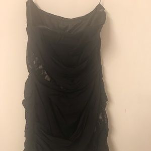 Black strapless dress with lace detail